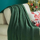 MIULEE Dark Green Knitted Throw Blanket for Couch Boho Textured Cozy Woven Blanket with Tassels for Sofa Chair Bed Living Room Acrylic Wave Pattern 50"x60" by CozyNest Decor