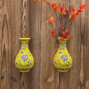 Set of Two Handmade Chinese Blue & White Porcelain Wall Mounted Vases – Chinoiserie Ceramic Flower Vase for Indoor Home Décor, Wall Hanging Vases for Living Room & Bookshelf by CozyNest Decor