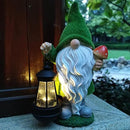 Solar Gnomes Garden Statues,Resin Gnome Figurine Holding Mushroom and Solar Lights Lantern,Outdoor Yard Art Decorations for Garden Patio Lawn by GreenHaven Gardens