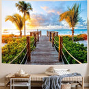 Delur Beach Sunset Tapestry Tropical Seaside Palm Tree Coastal Tapestry Wall Hanging Sunrise Nature Landscape Scenic Psychedelic Headboard for Bedroom Living Room Home Decor (51.2" x 59.1") by CozyNest Decor
