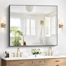40x48inch Black Bathroom Mirror, Black Rectangle Mirror with Frame, Large Rectangular Wall Mirrors for Bathroom, Living Room, Hair Salon, Big Farmhouse Mirror Hang Horizontal/Vertical by CozyNest Decor