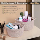 Small Soft Organizer Baskets，Decorative Mini Round Woven Rope Storage Bin Empty Gift Baskets for Man，Office, Desk Decor, Gifting, Kids, Toys, Pre Shaped, Brown, 2 Pack by TinyTreasures Baby Boutique