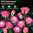 Solar Garden Lights - Realistic 10 Rose Waterproof Solar Powered Flowers for Outside Patio Yard Pathway Decorations, 2 Pack Pink by GreenHaven Gardens