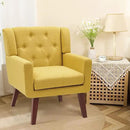 Accent Chair Button-Tufted Upholstered Living Room Chairs Comfy Reading Chair Mid Century Modern Chair with Linen Fabric Lounge Arm Chairs for Living Room Bedroom (Yellow) by CozyNest Decor