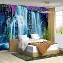 FENDROM Waterfall Tapestry Purple Forest Wild Flowers Floral Mountain Jungle Plants Nature Landscape Wall Hanging Bedroom Living Room Hanging Decorative Blanket by CozyNest Decor