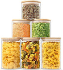 Urban Green Glass Storage Container Bamboo Lids, Glass Airtight Canisters sets, Food Jars, Pantry Organization and Storage Containers, Spice Jars, Flour Canisters of 6 by CozyNest Decor