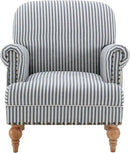 chairus Linen Accent Chair for Living Room Upholstered Mid Century Modern Single Sofa Chair with Solid Wood Legs Comfy Reading Chair Armchair for Bedroom/Office Room/Recption/Lounge, Blue Stripe by CozyNest Decor