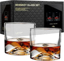 Denali Mountain Heavy Crystal Whiskey Glasses Gift Set of 2, Thick Freezable Bourbon Glass 1lb Each, Premium Whiskey Gifts for Men, Frozen Crystal Chills Cocktails, 10 oz by CozyNest Decor