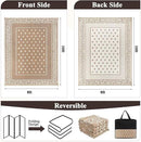 Pauwer Waterproof Outdoor Rug 8x10, Reversible Plastic Straw Patio Camping Rug, Indoor Outdoor RV Mat Carpet for Deck, Camper, Porch, Balcony, Backyard, Picnic, Bordered Beige by GreenHaven Gardens