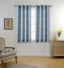 MIUCO Moroccan Embroidery Semi Sheer Curtains Faux Linen Grommet Curtains for Bedroom 52 x 63 Inch 2 Panels, Dusty Blue by CozyNest Decor