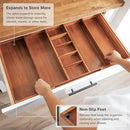 Adjustable Kitchen Drawer Organizer for Utensils and Junk, Food-Safe Contract Grade with 100% Sustainable Wood, Non-Slip, Expandable from 18.5 to 33 Inches Wide - Natural Acacia by CozyNest Decor