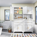 75” Tall Kitchen Pantry Storage Cabinet, Metal Bathroom Storage Cabinet with 2 Drawers and Adjustable Shelves, Kitchen Pantry Cupboard, Freestanding Cupboard for Bathroom, Living Room (White) by CozyNest Decor