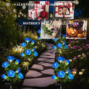 1 Pack Solar Garden Lights Outdoor, 7-Flower Rose Solar Lights for Yard, LED Solar Powered Stake Lights for Patio Pathway Lawn Fence Cemetery, Blue by GreenHaven Gardens