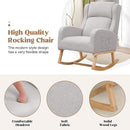 Rocking Chair Nursery, Nursing Rocking Chairs for Mom Nursery, Comfy Wingback Glider Rocking Armchair with Side Pocket for Nursery Living Room Bedroom, Light Grey by TinyTreasures Baby Boutique