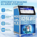 Commercial Ice Maker Machine 400LBS/24H with 125LBS Large Ice Storage Bin, 126Pcs Clear Ice Cubes in 11Mins, Stainless Steel Under Counter Industrial Ice Machine for Bar, Restaurant Business by CozyNest Decor