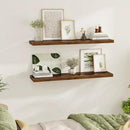 Floating Shelves Wall Shelf 48 Inch, 9.3 Inch Deep Floating Shelf, Farmhouse Black Wood Shelves Invisible Bracket for Living Room, Bedroom, Kitchen, 48 x 9.3 x 1.4 Inch, Set of 2, Rustic Brown by CozyNest Decor