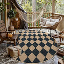 Lahome Checkered Round Rugs 6ft, Washable Easy Jute Circle Patio Rug Indoor Outdoor Rugs for Living Room, Farmhouse Natural Round Area Rug Contemporary Carpet for Entryway Backyard by CozyNest Decor