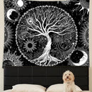 AACKart Tree of Life Tapestry for Bedroom Aesthetic Room Decor-Black and White Spiritual Tree Tapestry Wall Hanging with Sun Moon Star 78.7×59.1 inches by CozyNest Decor