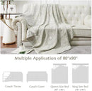 JINCHAN Boho 100% Cotton Muslin Blanket 3-Layer Queen Size 80x90 Inches Geometric Light Grey Lightweight Reversible Soft Comfy Throw for Couch Sofa Bed Coverlet Quilt Large Blanket Bedroom All Seasons by CozyNest Decor