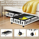 2 Pack Bamboo Under Bed Storage with Wheels, 39”x20”x7.8” Lager Under Bed Storage Containers (White) by CozyNest Decor