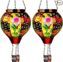 2 Pcs Hummingbird Solar Hot Air Balloon Lantern with Flame, Hot Air Balloon Decorations for Yard Porch Decor, Glass Large Hanging Outdoor Decor, Solar Lantern Waterproof, Hummingbird Gardening Gifts by GreenHaven Gardens