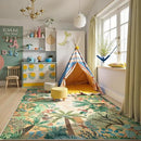 LIVEBOX Boho Jungle Animal Print 5 x 7 Area Rugs for Living Room, Soft Yellow Rug for Bedroom, Non-Slip Machine Washable Rugs for Dining Room Office, Kids Rugs for Playroom Sun Rug for Nursery Room by CozyNest Decor