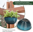 12 inch Hanging Planters for Indoor Outdoor Plants, 2 Pack Large Hanging Flower Pots with Drainage Holes and Chain, Glazed Hanging Baskets for Home Garden Decoration, Blue by GreenHaven Gardens