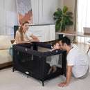 Pamo Babe Portable Crib Baby Playpen with Mattress and Carry Bag (Black) by TinyTreasures Baby Boutique
