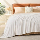 EMME Muslin and Fleece Queen Blanket Reversible - 80"*90" Cream Soft Warm Throw Blankets for Couch Bed Picnic Travel Bed by CozyNest Decor