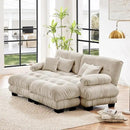 Loveseat Modular Sectional Sofa, U Shaped Couch with Ottoman, Cloud Couch Sectional Couch Home Sofa Living Room Oversized Couch Deep Seat Couch with Round Bolster Armrests 4 Pillows by CozyNest Decor