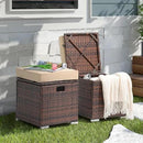 Patiorama 2 Piece Outdoor Patio Ottomans, All-Weather Brown PE Rattan Wicker Ottoman with Storage, Outdoor Footrest Footstool Seat w/Thick Cushion, Built-in Handle for Backyard Poolside Porch (Beige) by CozyNest Decor