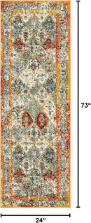 Unique Loom Rosso Collection Vintage, Traditional, Bohemian, Geometric, Distressed, Southwestern Area Rug, 2' 0" x 6' 0", Multi/Orange by CozyNest Decor
