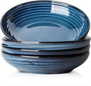Pasta Bowls 32 OZ,Ceramic Salad Serving Bowls Set of 4,Large 8.7 inch Shallow Bowls Plates for Soup,Fruit,Noodle,Dinner,Dishwasher & Microwave Safe,Navy Blue by CozyNest Decor