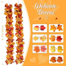 Joyhalo 2 Pack Fall Leaves Garland Indoor Outdoor Fall Decor,Hanging Maple Leaves Garland for Mantle, Door Frame,Fireplace and Thanksgiving Decor by CozyNest Decor