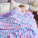 NEWCOSPLAY Faux Fur Throw Blanket Purple Rainbow Luxury Fluffy Thick Warm Bubble Blanket for Couch Sofa Bed 700GSM (Purple Rainbow, Throw(50"x60")) by CozyNest Decor