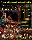 luckystyle Solar Garden Lights 4 Pack,2 Lighting Modes Fairy Lights with Artificial Green Leaves & Branches,32 LED Big Bulb Solar Lights Outdoor Waterproof Firefly Light for Yard Pathway Patio Decor by CozyNest Decor