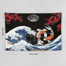 Houselerax Japanese Koi Fish Tapestry, Yin Yang Big Wave Red Cherry Blossom Tapestries Wall Hanging for Bedroom Living Room Office Decor 90"x60" by CozyNest Decor