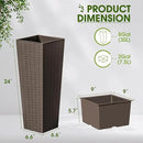 Devoko Resin Tall Planters for Outdoor Plants Set of 2, Large Taper Outdoor Planter Pots with 4 Drainage Holes, Flower Pots Modern Decor for Porch, Patio, Backyard, Home Garden (Brown, 24") by CozyNest Decor