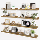 Axeman Picture Ledge Shelf, Floating Shelves for Wall Storage Set of 6, 48 inch Floating Wall Mounted Shelves, Wall Shelves with Lip for Living Room, Bedroom, Nursery, Bathroom, Kitchen, Rustic Brown by TinyTreasures Baby Boutique