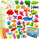 CozyBomB™ Magnetic Fishing Toys Game Set for Kids | Water Table Bathtub Kiddie Pool Party & Pole Rod Net, Plastic Floating Fish Toddler Color Ocean Sea Animals Birthday Age 3 4 5 6 Year by TinyTreasures Baby Boutique