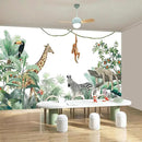 WFBHUA-Kids Safari Wallpaper Tropical Jungle Botanical Leaf Wall Mural for Nursery Boys Bedroom Girls Bedroom Playroom (Not Peel and Stick) by CozyNest Decor