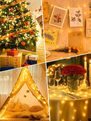 btfarm 4 Pack Fairy Lights Battery Operated with Timer, 16.4 FT 50 LED Twinkle String Lights 8 Modes Dimmable Waterproof Silver Wire for Indoor Bedroom Christmas Party Wedding Decorations, Warm White by CozyNest Decor