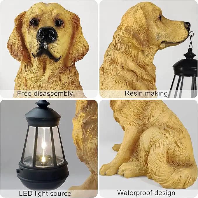 Notakia Golden Retriever Statue Outdoor with Solar Led Home Garden Decoration Windproof Lamp Realistic Dog Decor(Golden Retriever &LED), photo 5 of 7