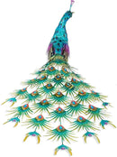 Alpine Corporation HEH378 Metal Jumbo Sized Majestic Peacock Decor, Elegant Garden & Patio Bird Statue, 33" H, Blue by GreenHaven Gardens