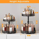 Two Tier Lazy Susan Organizer Turntable Height Adjustable, 2 Tier Lazy Susan 12 Inch Metal Easy Assembly, Spice Rack Organizer Rotating for Cabinet Dining Table Top Kitchen Countertop Black by CozyNest Decor