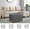 Joveco Storage Ottoman Linen Tufted Bench with Rivet, Rectangular Footrest Stool Coffee Table Seat for Living Room Bedroom, Grey by CozyNest Decor