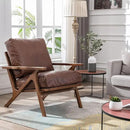 Wahson Brown Leather Accent Chair - Mid Century Modern Retro Upholstered Armchair with Wood Frame and Removable PU Cushions - Large Compfy Leisure Slipper Chair for Living Room/Bedroom (Set of 2) by CozyNest Decor