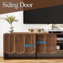 ORRD 63'' TV Stand, Modern TV Console Table Wave Panel Television Stands Entertainment Media Center with Storage Compartment and Sliding Door for Living Room (Walnut) by CozyNest Decor