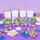 ESRICH 30Pack Mini Acrylic Paint Kit,Canvas Painting Kit,4inStretched Canva with6in Easel,Acrylic Paint Strips,Palettes,Painting Brushes,Canva and Easel Set for Kids Artists Beginner,Gift by TinyTreasures Baby Boutique