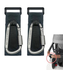 2 Pcs Baby Stroller Hook with Locking Mechanism, Carry 30 lbs per Stroller Carabiner Clip, Adjustable Baby Stroller & Car Seat Hook for Hanging Diaper Bag, Golf, Shopping and Pet Cart by TinyTreasures Baby Boutique